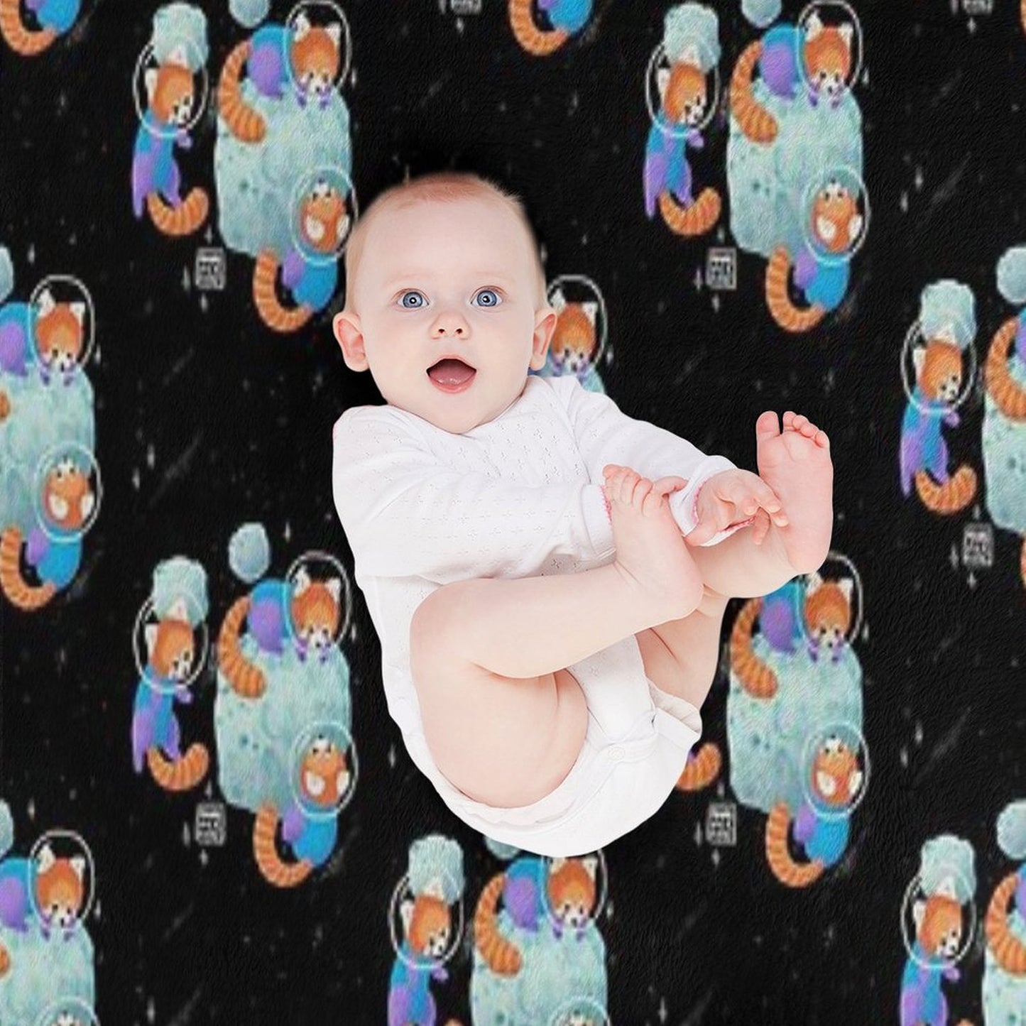 Red Space Pandas Gift-ready Throw Blanket