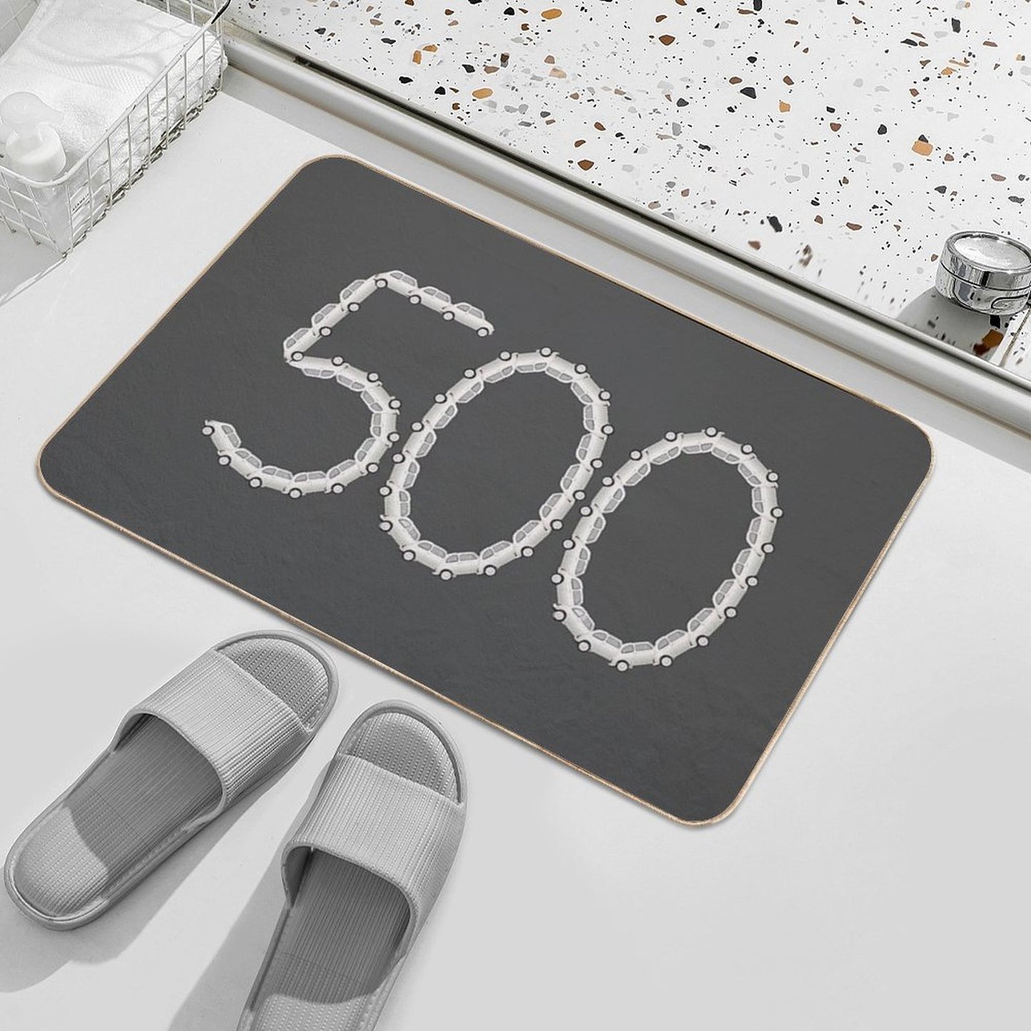 Fiat 500 Sign Made of Classic Fiat 500 Cars  Long-Lasting Bath Mat