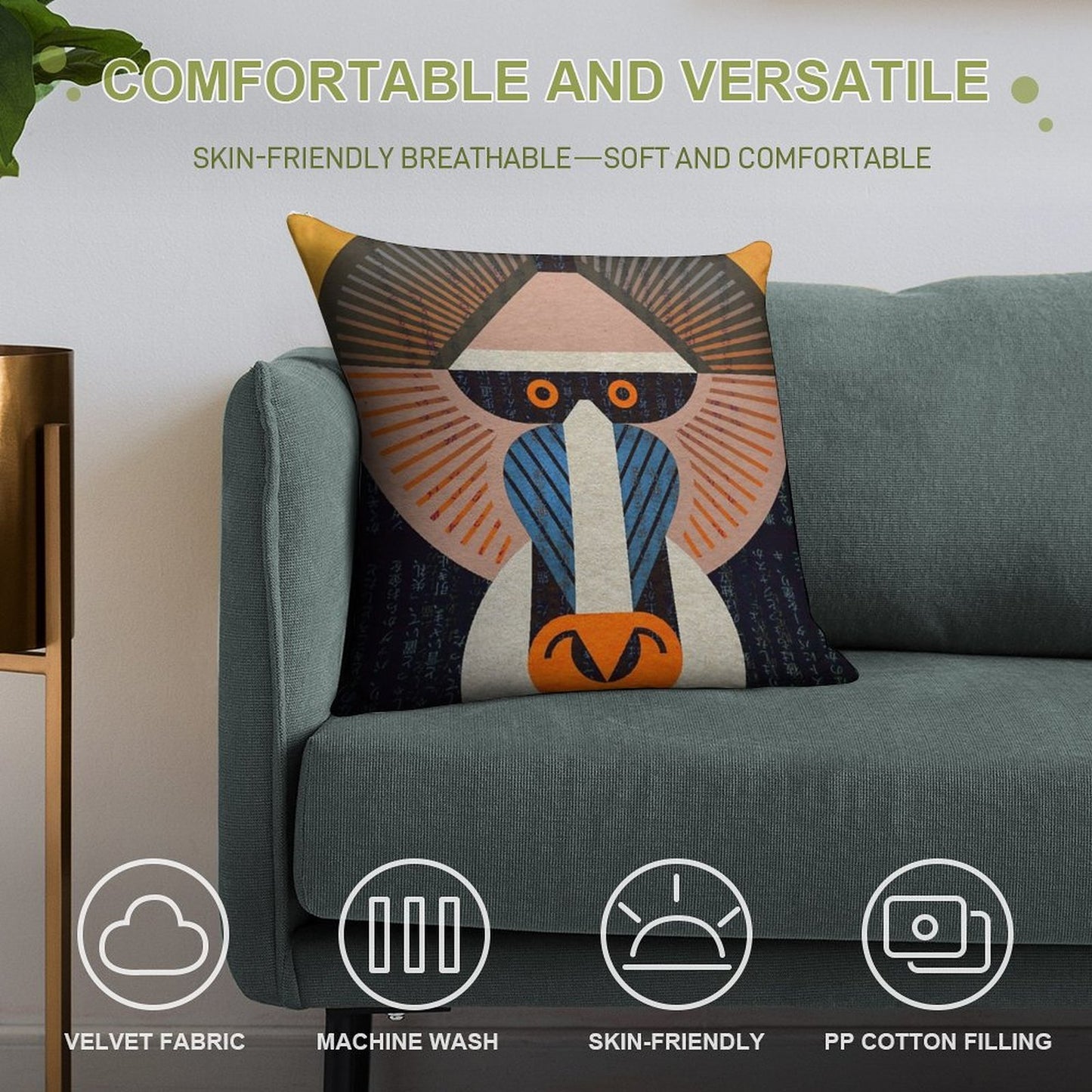 Mandrill Soft Anti-Pilling Throw Pillow