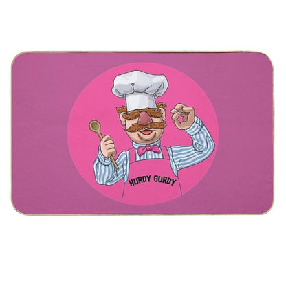 Hurdy Gurdy Bork Bork Microwave Chef - Bad Cook Gifts - Lazy Cooks - Funny Swedish Chef  Absorbent Bath Mat