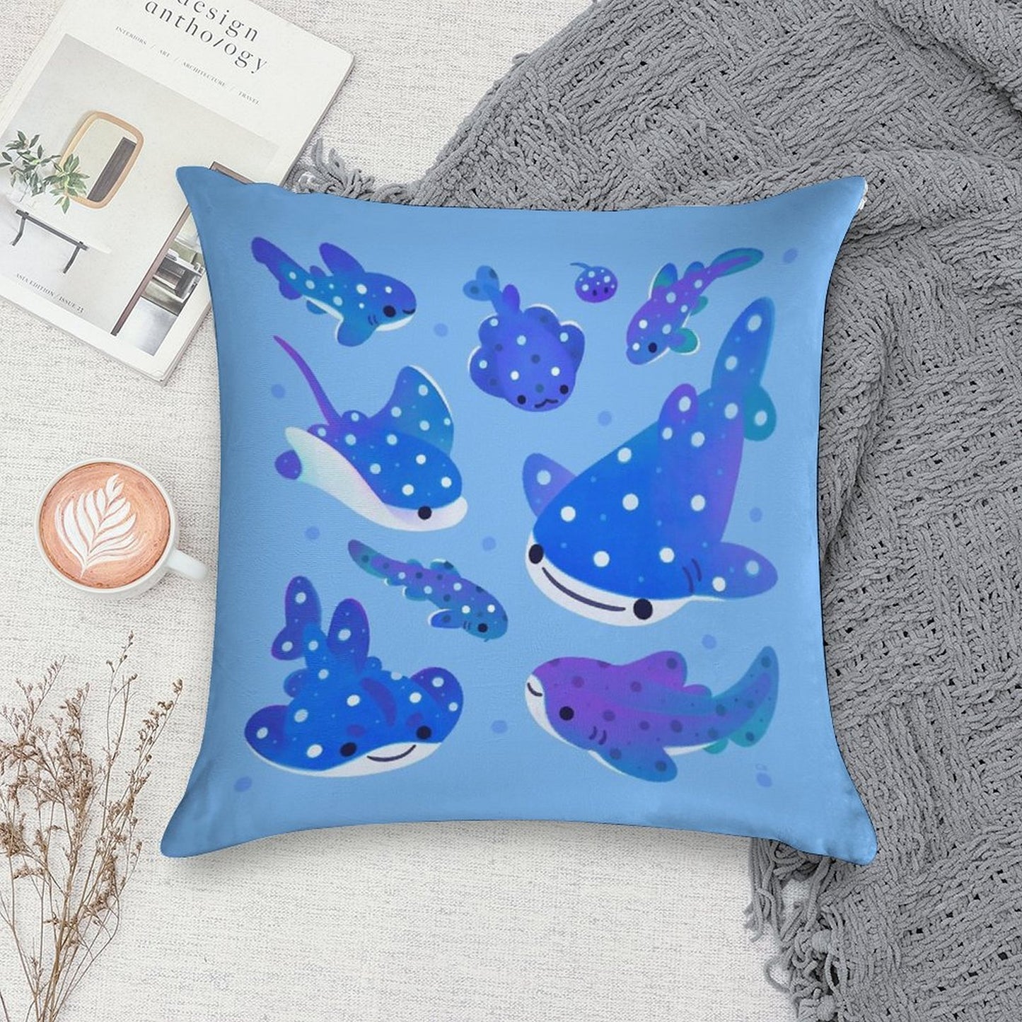 Polka Dot Shark Soft Multiple Sizes Throw Pillow
