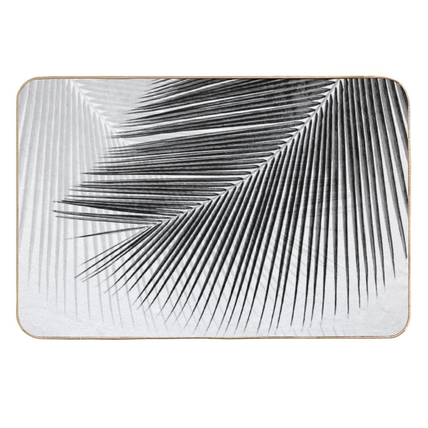 Palm Leaf Synchronicity - Bw  Repositionable Bath Mat