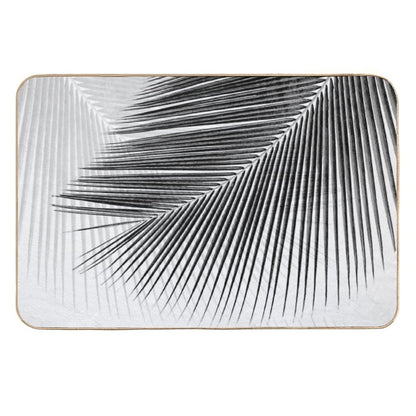 Palm Leaf Synchronicity - Bw  Repositionable Bath Mat