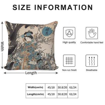 Classic Vintage Ukiyo-e Japanese Art Geisha Portrait Soft Anti-Pilling Throw Pillow