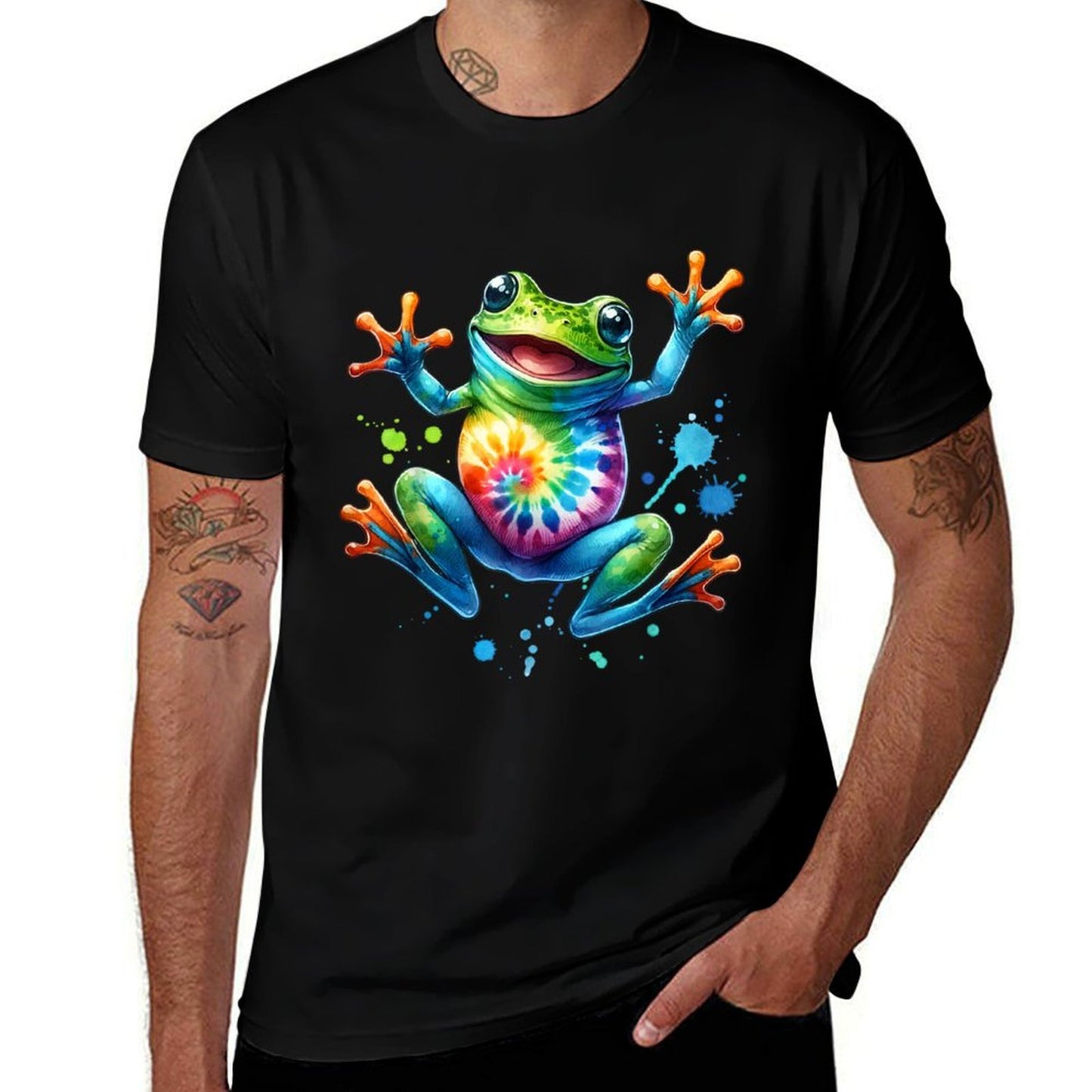 Cool Peace Frog Tie Dye For Boys And Girls  Trendy Pattern T-Shirt