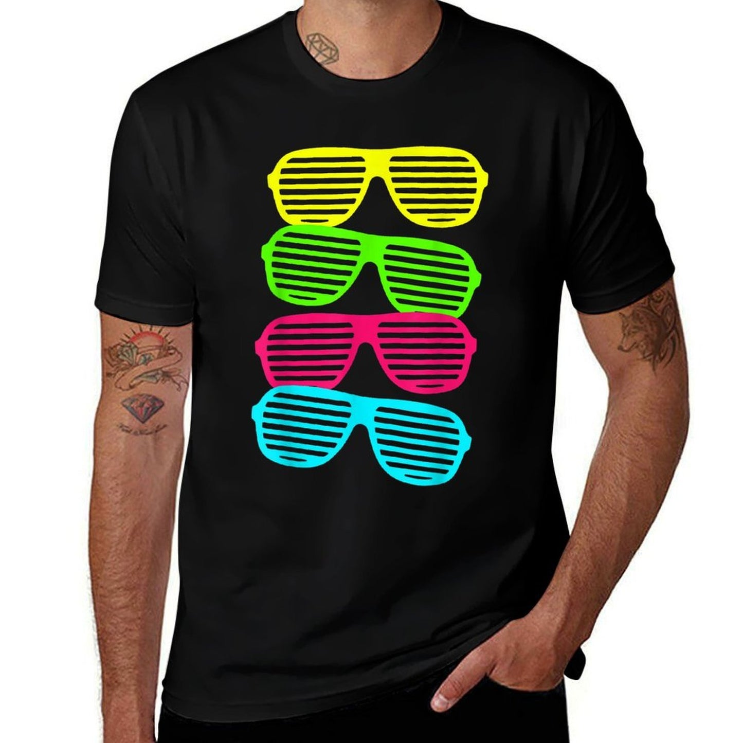 Neon Shutter Shades Cool Stack of Sunglasses Bright  Fade-proof Color T-Shirt
