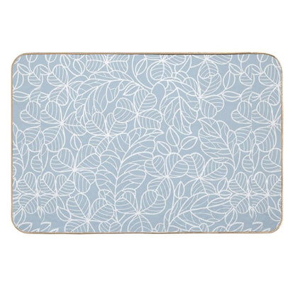 Coastal Blue And White Leaf Pattern  Toxin-Free Bath Mat