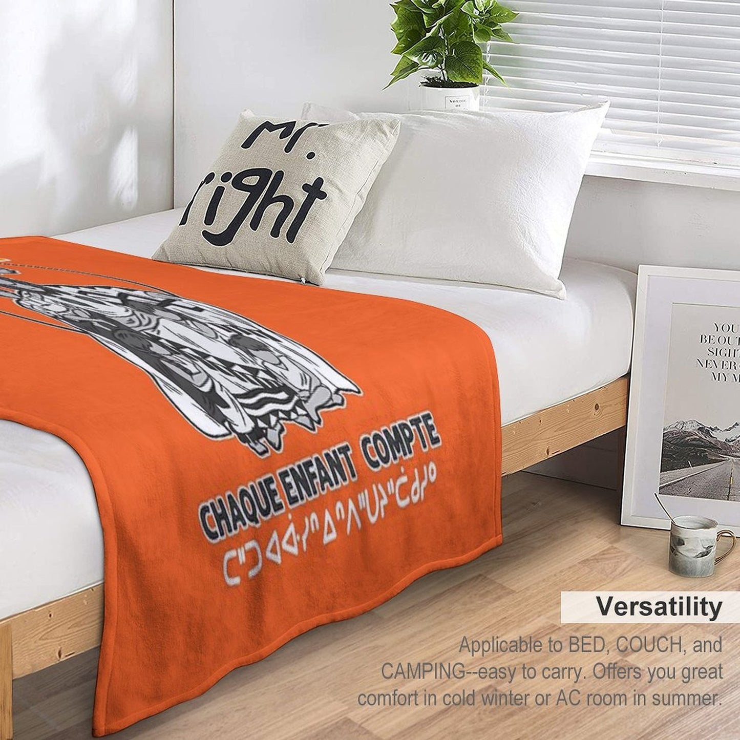Chaque Enfant Compte Every Child Matters Orange Machine-washable Throw Blanket