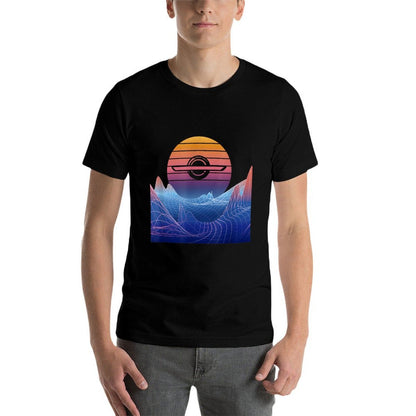 Electric Skateboard Vaporwave Retro Sunset Landscape Float  Breathable T-Shirt