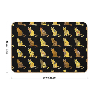 Klimt Cats in Gold And Black  Dirt-Trapping Bath Mat