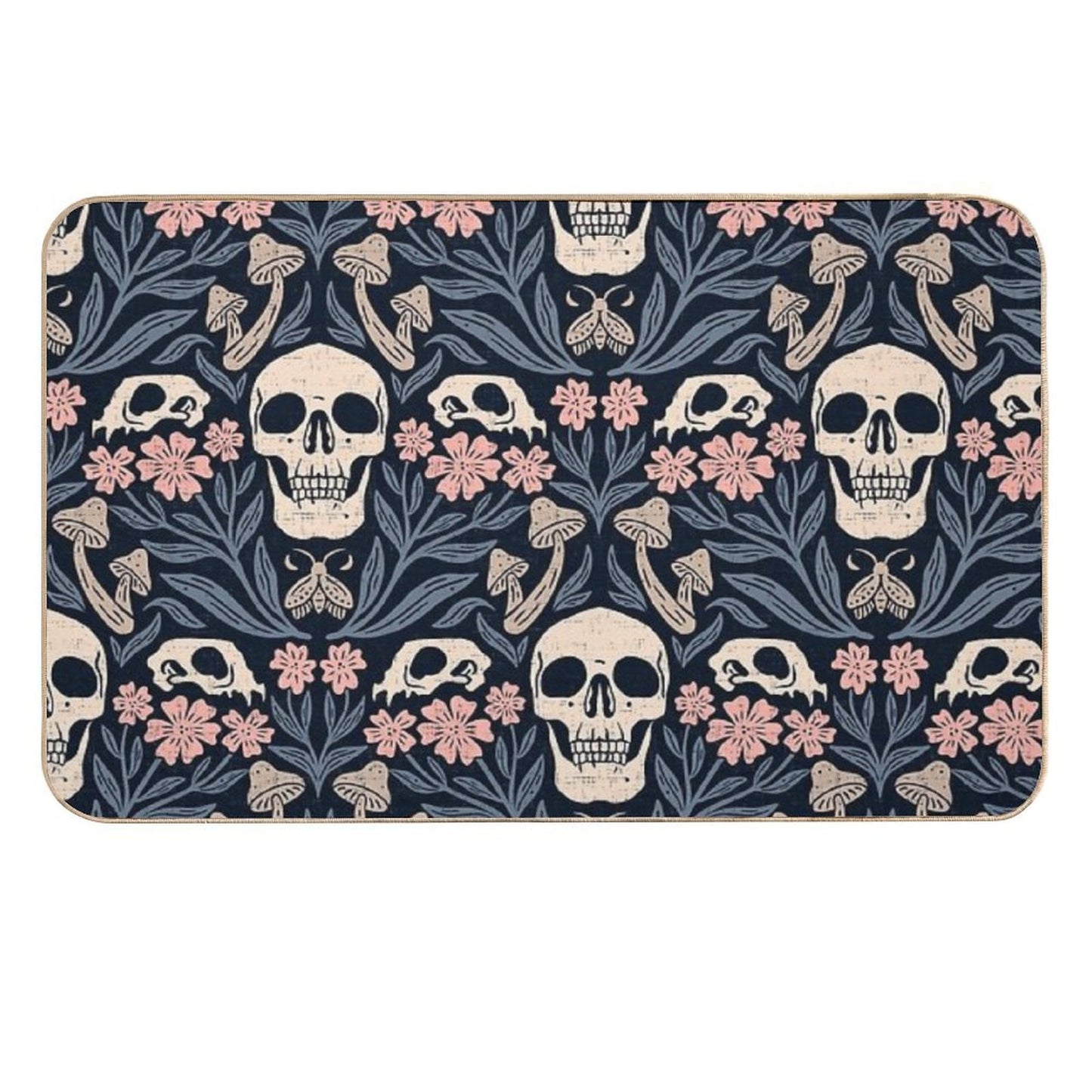 Dark Botanical Skulls – Dark Academia – Enchanted Forest  Stain-Proof Bath Mat