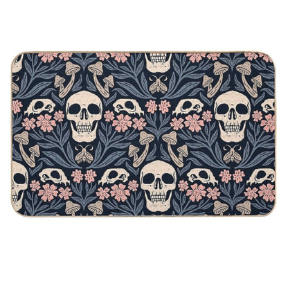 Dark Botanical Skulls – Dark Academia – Enchanted Forest  Stain-Proof Bath Mat