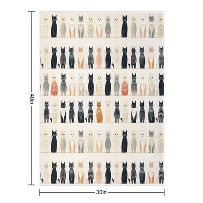 Adorable Cat Artistry Seamless Pattern Travel-friendly Throw Blanket