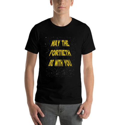 May The Fortieth Be With You Funny 40th Birthday Gift  Heathered Texture T-Shirt