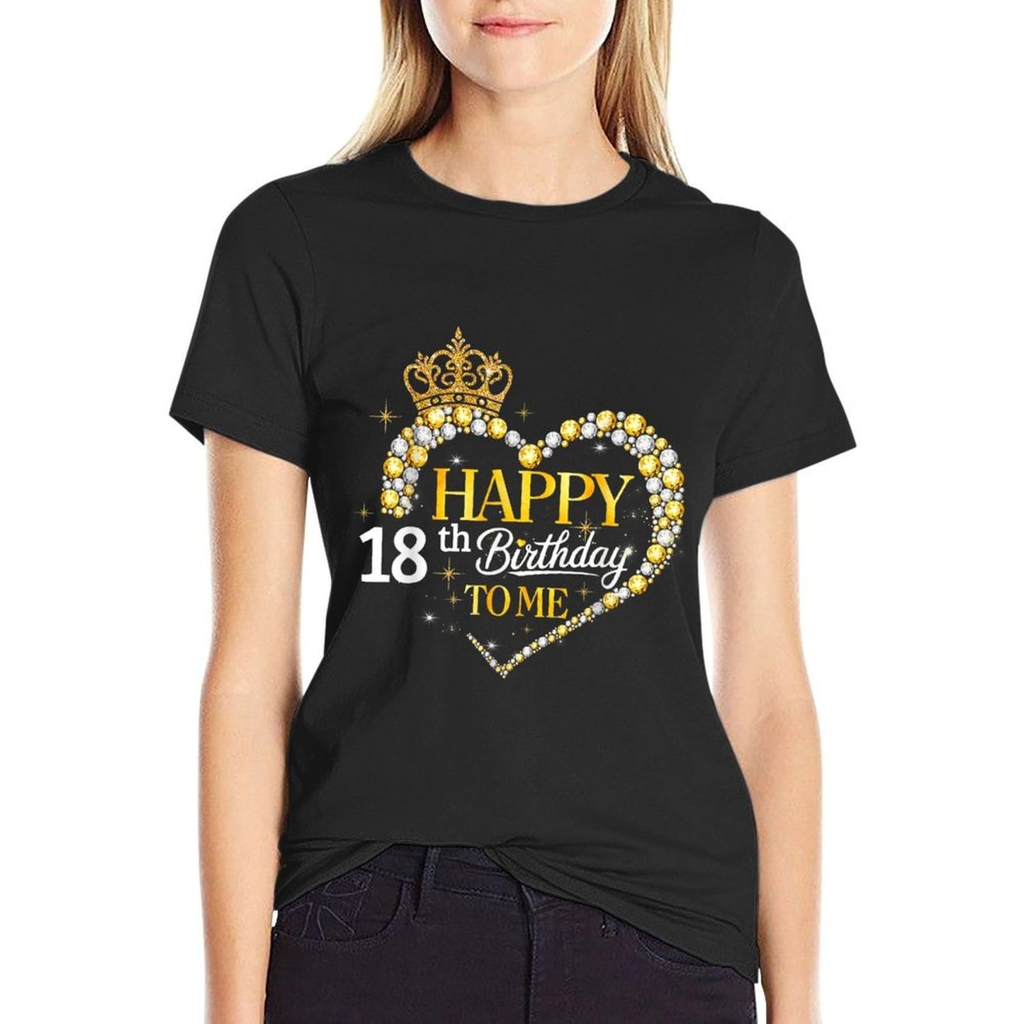 Happy 18th Birthday to Me Queen Crown Heart Afro Woman Girl Comfortable T-Shirt