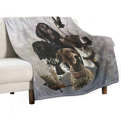 4 German Shorthaired Pointer Colors Sustainable Throw Blanket