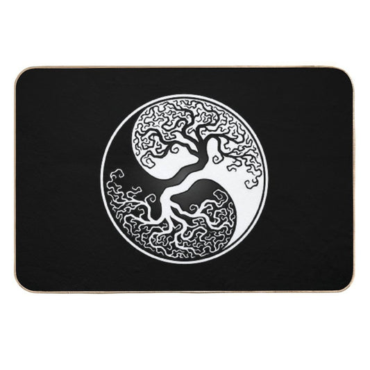 White And Black Tree of Life Yin Yang  Versatile Bath Mat