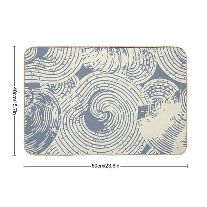 Shells And Swirls, Cool Gray And Cream  Repositionable Bath Mat