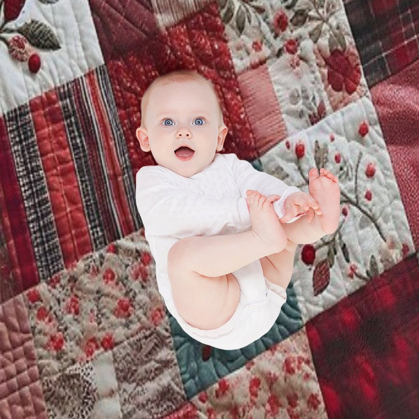 Radiant Red Patchwork Pattern Lightweight Throw Blanket
