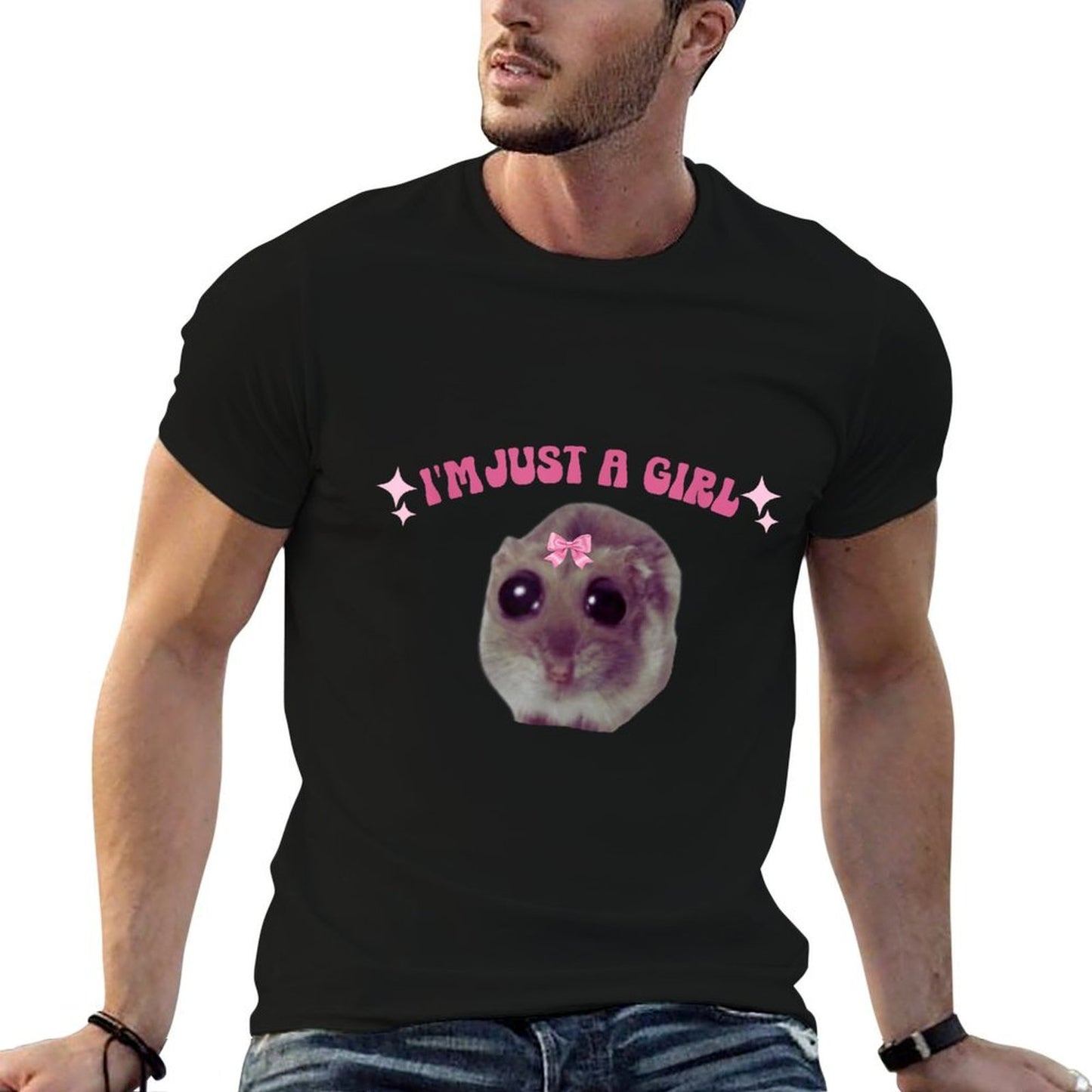I'm Just A Girl Sad Hamster Meme  Oversized Silhouette T-Shirt