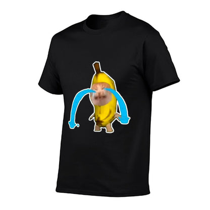 Crying Banana Cat Meme  Rolled Sleeves T-Shirt
