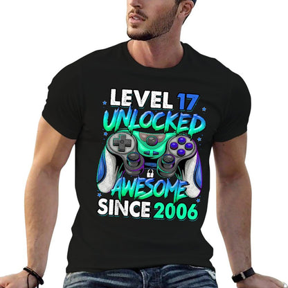 Level 17 Unlocked Awesome Since 2006 17th Birthday Gaming  Vintage-inspired T-Shirt