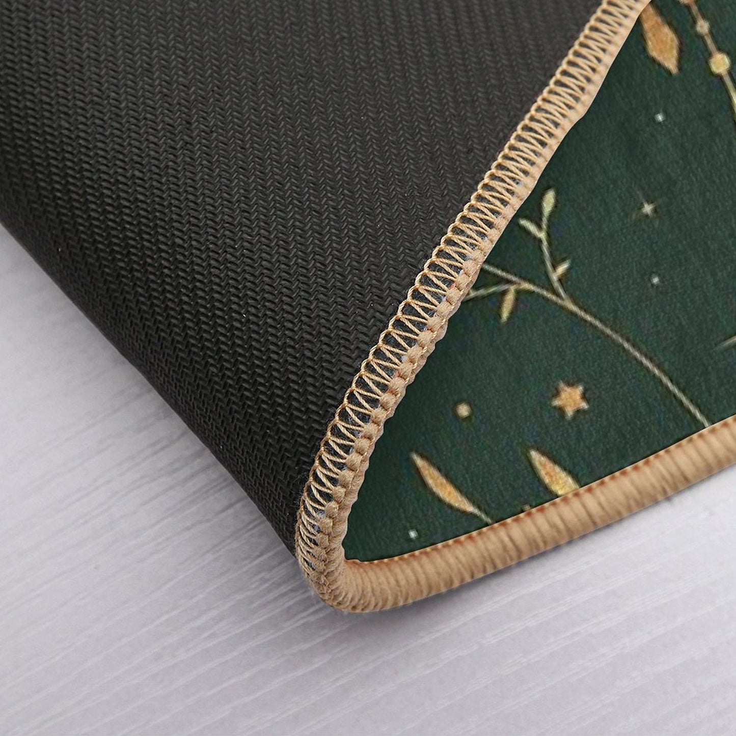 Sage Green And Gold Celestial Crescent Moon with Floral Accents And Moon Phase Tie Dye  Slip-Resistant Bath Mat