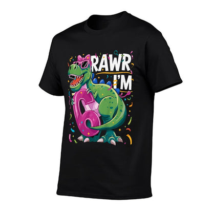 Kids 6 Year Old T Rex Dinosaur 6nd Birthday Girl  High-quality Stitching T-Shirt