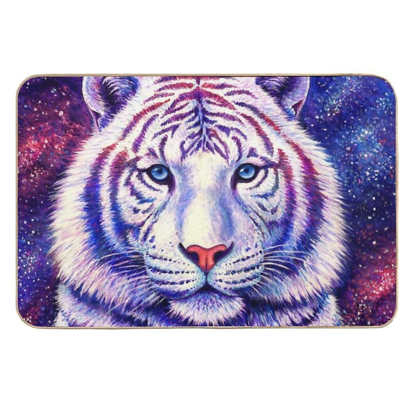 Among The Stars - Cosmic White Tiger  Pet-Safe Bath Mat