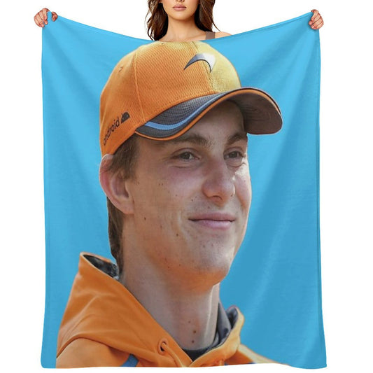 Oscar Piastri F1 Driver in McLarenF1 Clothes Smile Norris Teammate Eco-conscious Throw Blanket