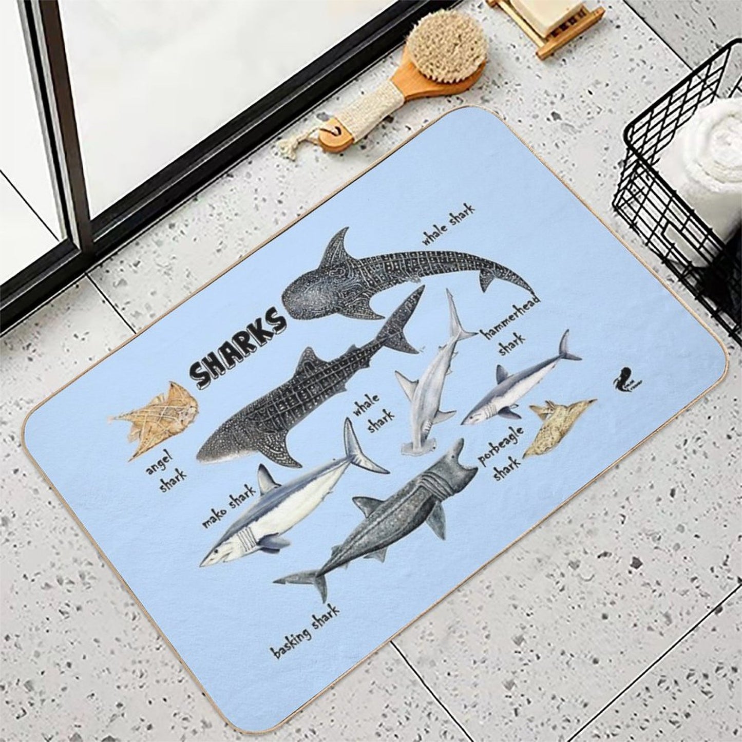 Sharks for Shark Lovers  Fade-Resistant Bath Mat