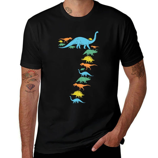 Dinosaur 7th Birthday Gift For 7 Year Old Boys Girls  Fade-proof Color T-Shirt