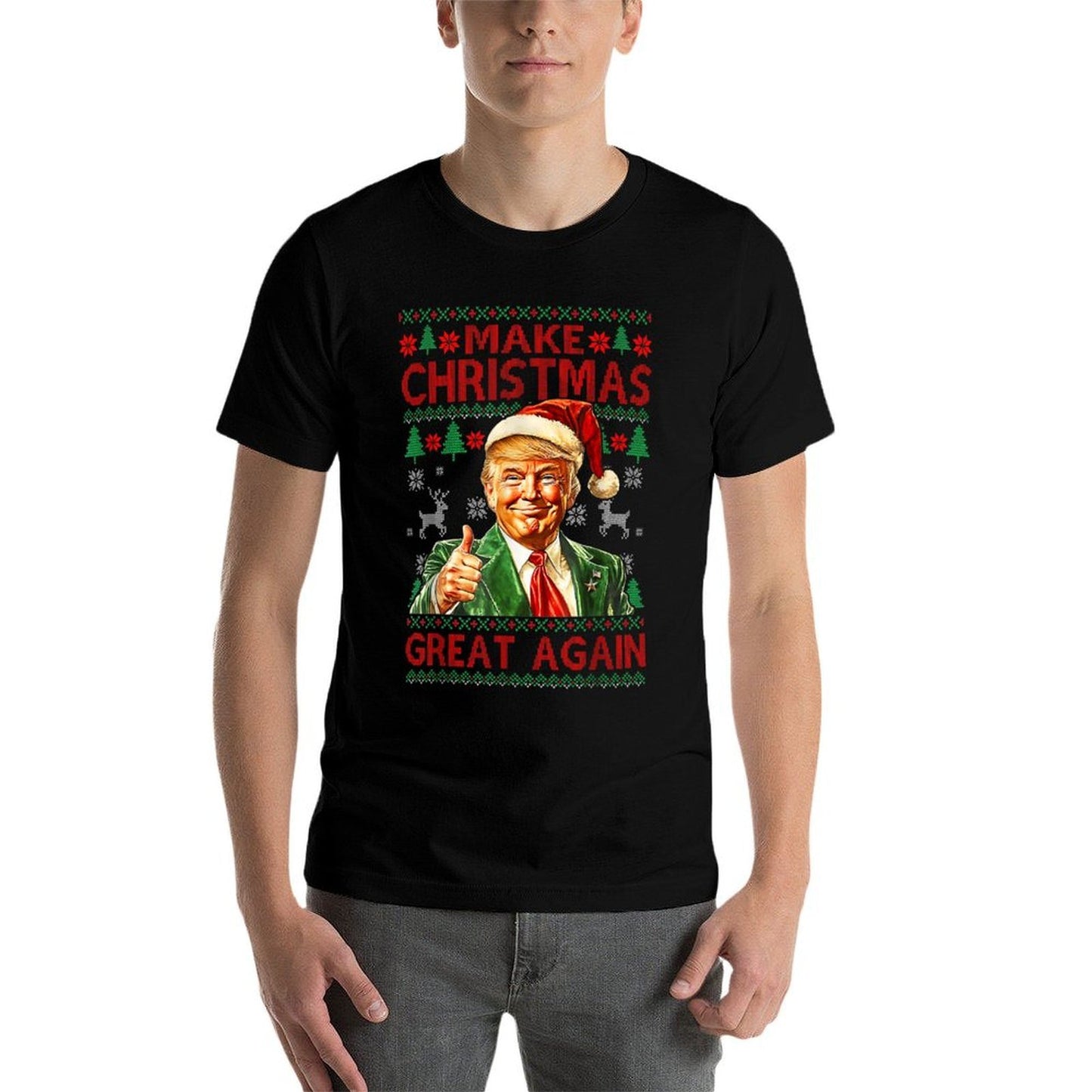 Make Christmas Great Again Xmas Funny Trump Pajamas Ugly  Polyester Blend T-Shirt