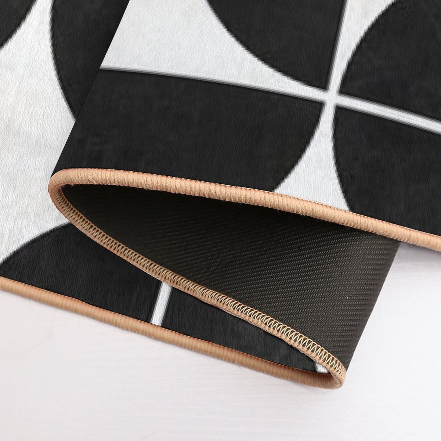 Mid-Century Modern Pattern No.3 - Black And White Concrete  Non-Slip Bath Mat