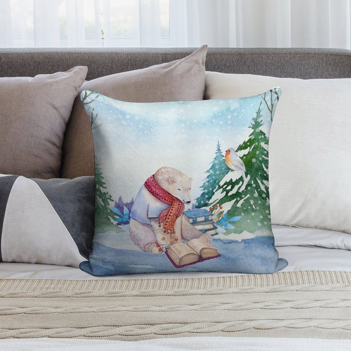 Winter Bear Soft Warmth Comfort Throw Pillow