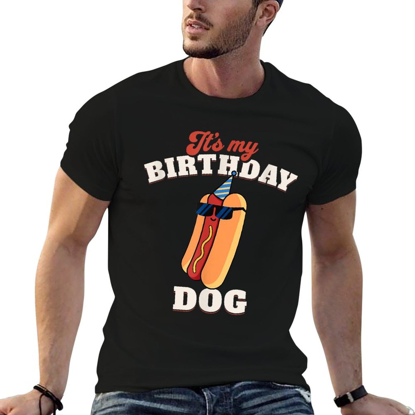 It's My Birthday Dog!  Funny Summer Birthday Hot Dog  Cotton T-Shirt