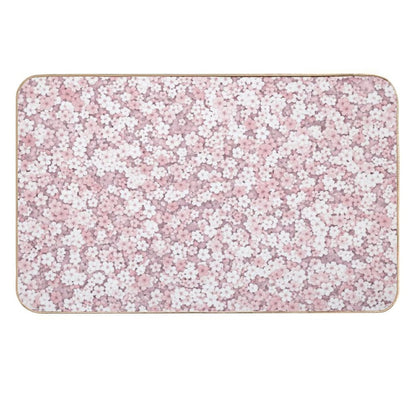 Falling White Sakura Cherry Blossom  Toxin-Free Bath Mat