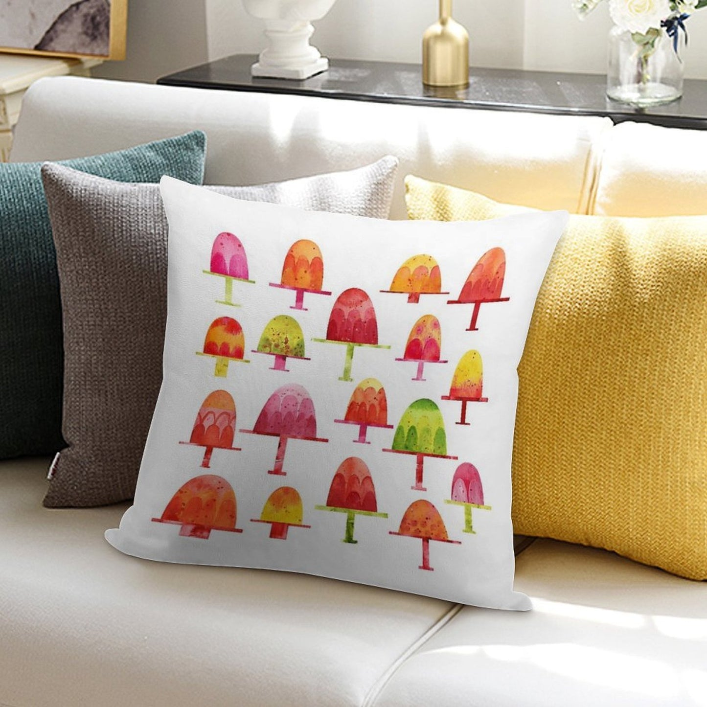 Jellies on Plates Soft Shrink-Resistant Throw Pillow