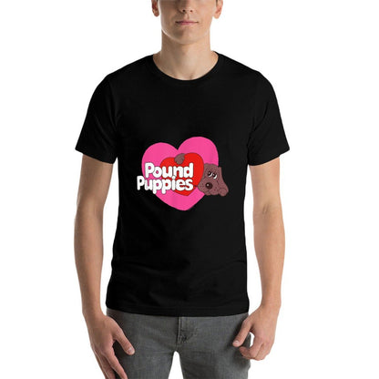 Pound Puppies Valentine's Day Cute Dog Heart Shape Big Logo  Quick-drying T-Shirt