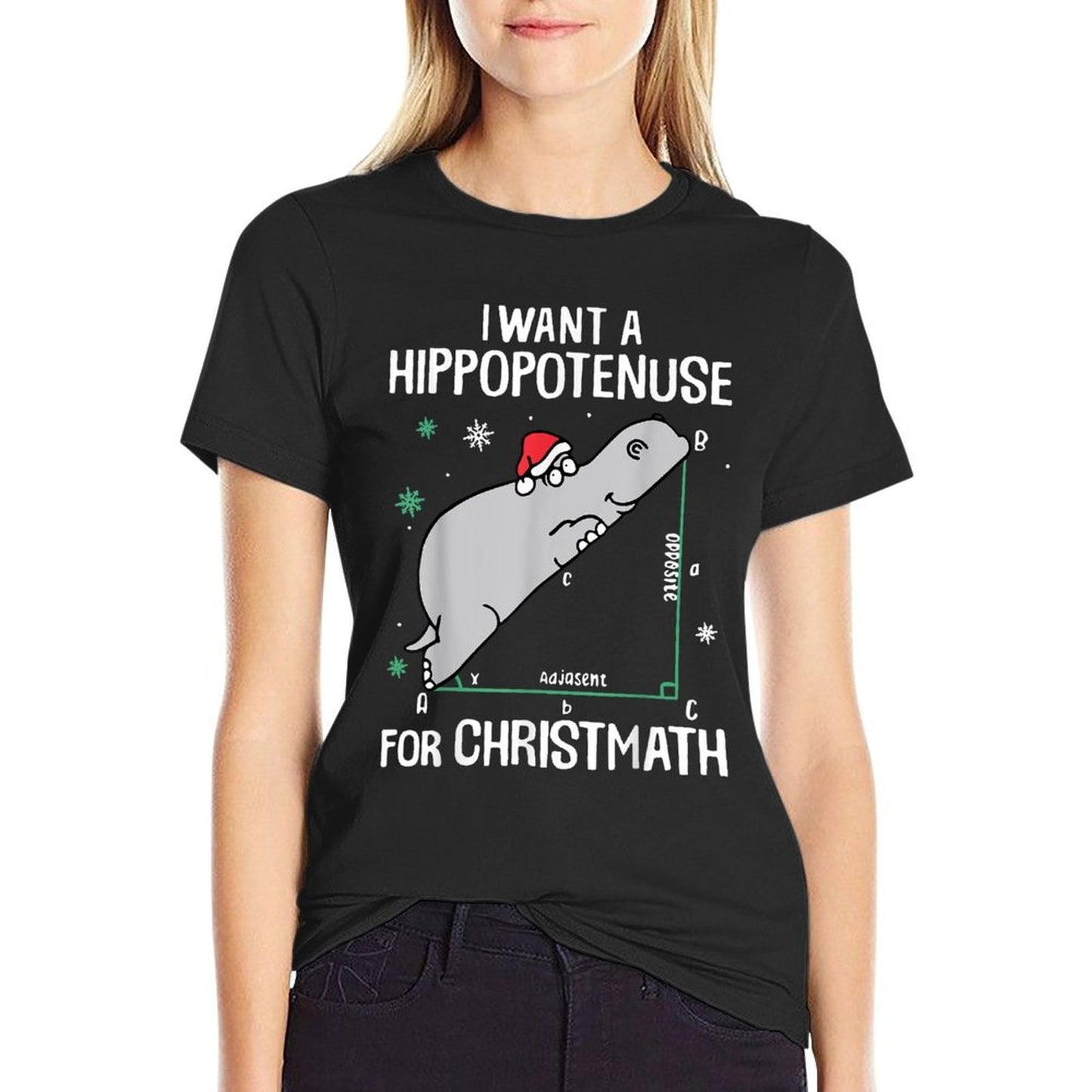 Funny Sarcasm  Gifts I Want A Hippopotenuses For Christmath Math Hippo Christmas  Affordable Price T-Shirt