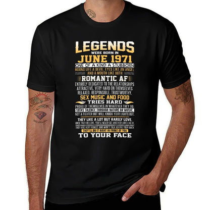 Legends Were Born in June 1971 50th Birthdays Tee Shirt  Vintage-inspired T-Shirt
