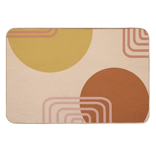 Mid Century Modern Shapes And Lines in Desert Terracotta And Mustard Yellow  Multi-Purpose Bath Mat