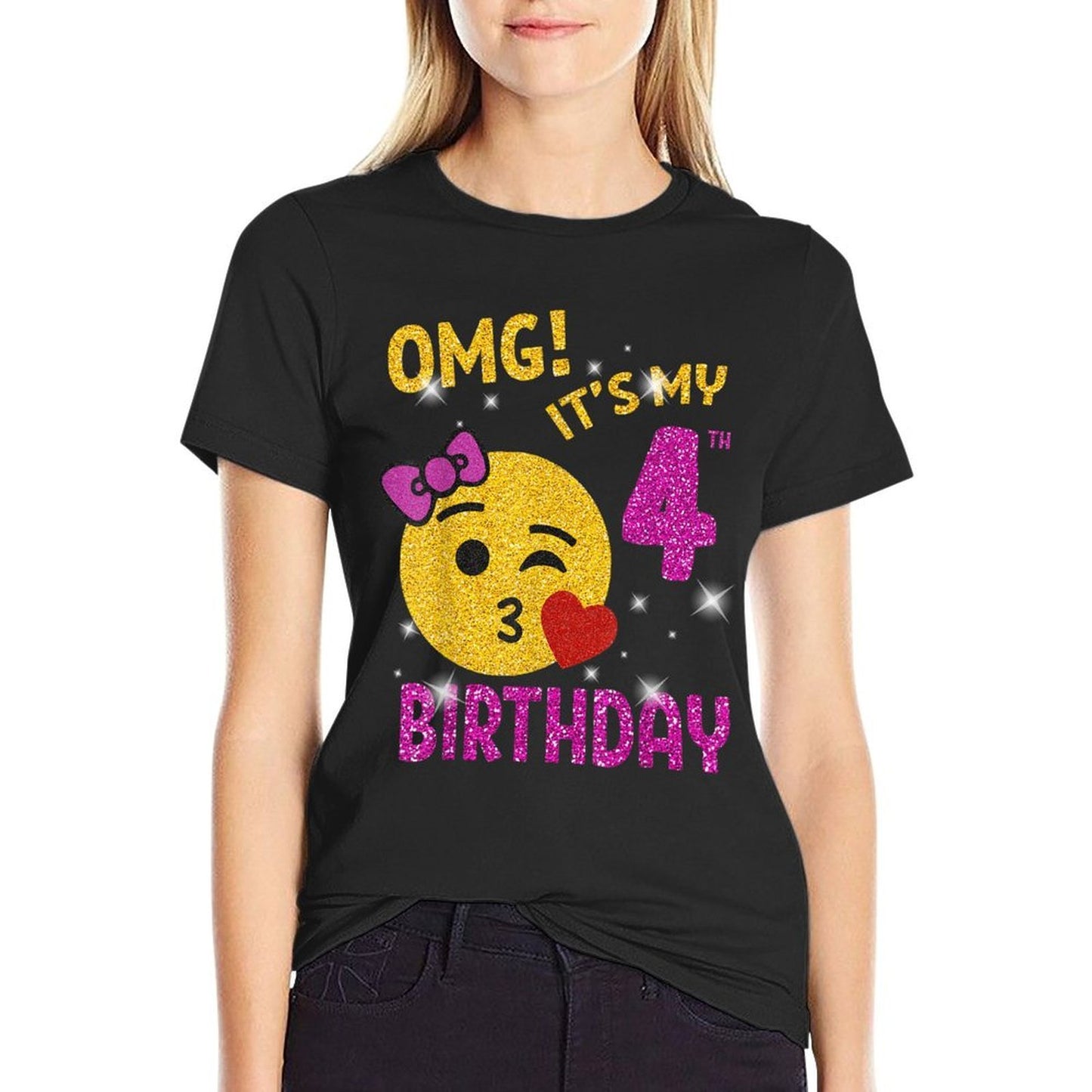 OMG It's My 4th Birthday Girl Cute 4 Yrs Old Birthday Party  Durable T-Shirt
