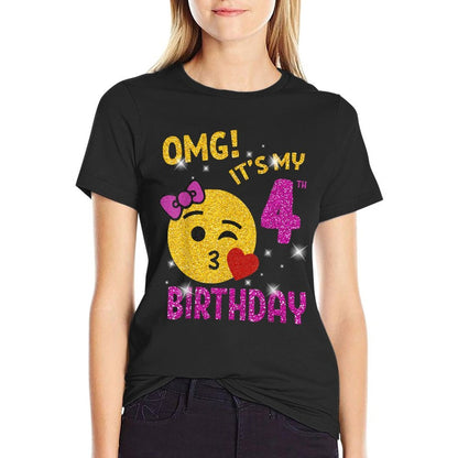 OMG It's My 4th Birthday Girl Cute 4 Yrs Old Birthday Party  Durable T-Shirt