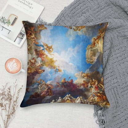 Ceiling Painting in Hercules Room of The Chateau De Versailles - France Soft Decorative Cover Throw Pillow