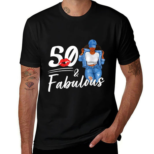 50 And Fabulous 50 Years Old 50th Birthday for Women Melanin  Slim-fit Cut T-Shirt