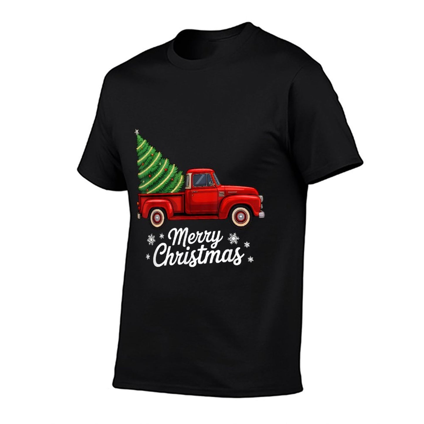 Merry Christmas Tree on Red Truck Wagon Xmas Costume Pjs  Classic T-Shirt