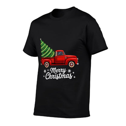 Merry Christmas Tree on Red Truck Wagon Xmas Costume Pjs  Classic T-Shirt