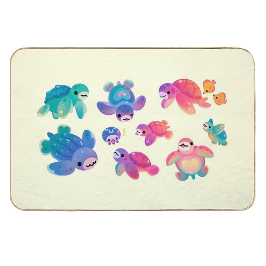 Sea Turtle - Bright  Stain-Proof Bath Mat