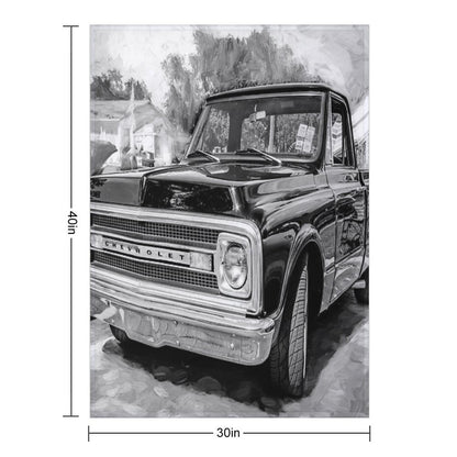 1969 Black Chevy C10 Pick Up Truck X110 Compact Throw Blanket